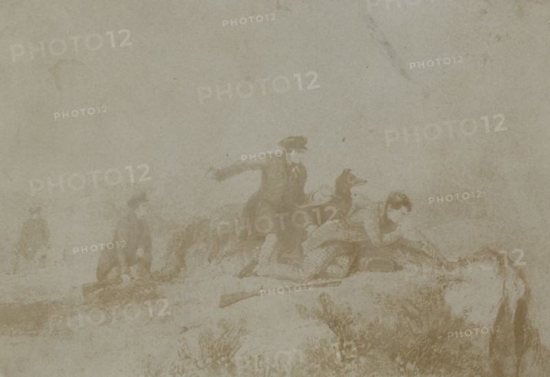 Deer Stalking,  from an Engraving; Sir David Brewster, Scottish, 1781 - 1868, 1840s; Salted paper print from a paper negative