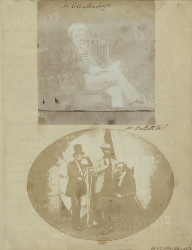 Three Men; British; about 1850; Salted paper print from a Calotype negative; 10.2 x 13.3 cm, 4 x 5 1,4 in