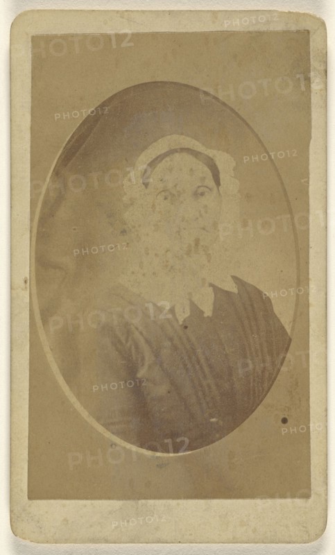elderly woman, printed in quasi-oval style; Louis L. Liberty, American, active Vergennes, Vermont 1870s, 1870s; Albumen silver