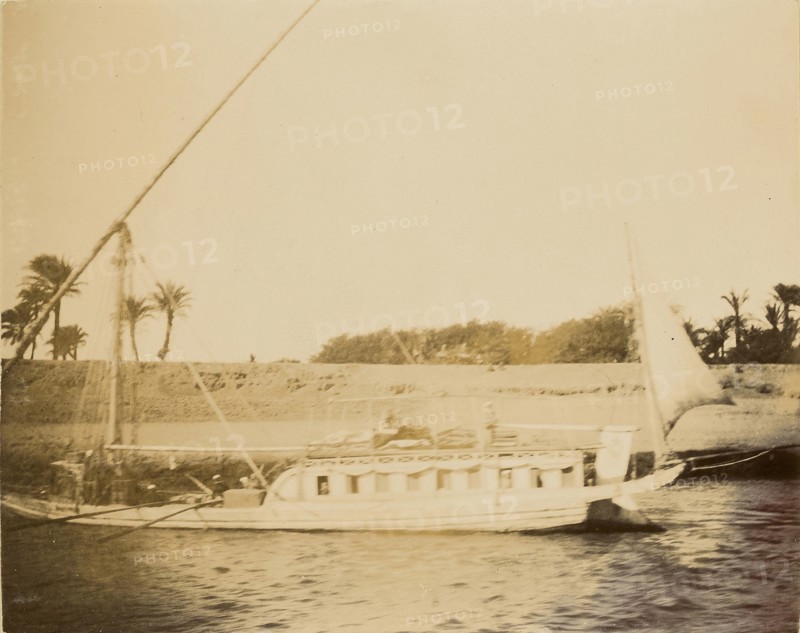 River barge; about 1860 - 1880; Tinted Albumen silver print