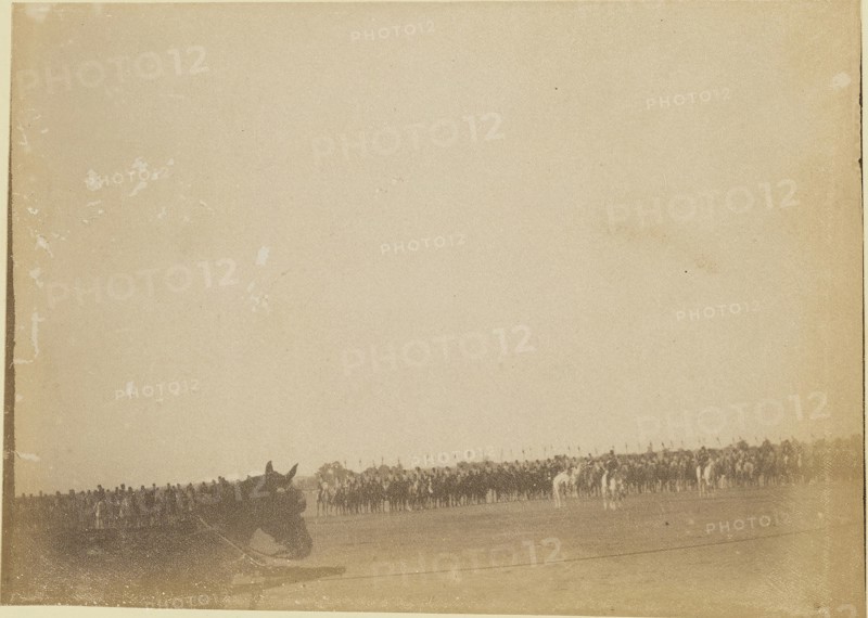 Cavalry in field; about 1860 - 1880; Tinted Albumen silver print