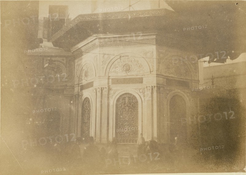 Exterior of a building; about 1860 - 1880; Tinted Albumen silver print
