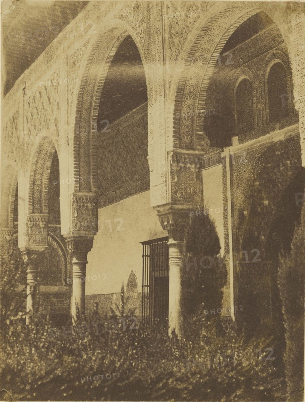 Interior of Alhambra; Spanish; Granada, Spain; about 1850; Salted paper print; 21.5 × 16.3 cm 8 7,16 × 6 7,16 in