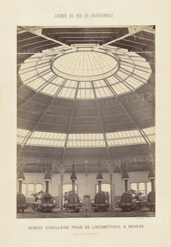 Roundhouse, Nevers, Bourbonnais Railway; Auguste Hippolyte Collard, French, 1812 - 1885,1897, Nevers, France; about 1860–1863