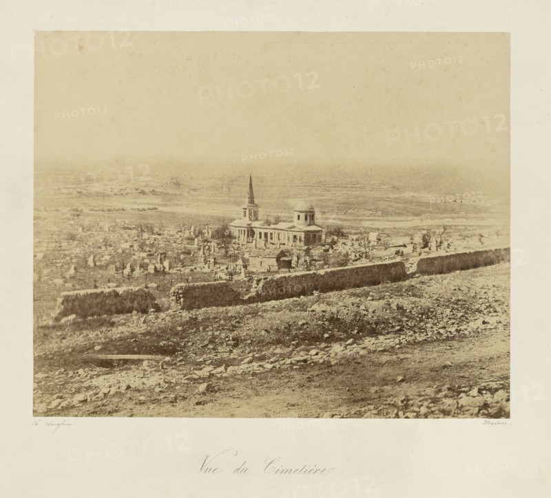 View of the Cemetery, Vue du Cimetiere, Jean-Charles Langlois, French, 1789 - 1870, 1855; Salted paper print; 25.6 x 31.4 cm