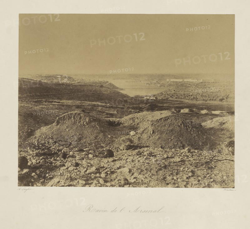 Arsenal Ravine, Ravin de l'Arsenal, Jean-Charles Langlois, French, 1789 - 1870, 1855; Salted paper print; 25.6 x 31.8 cm