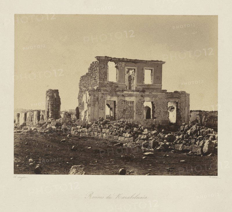 Ruins of Karabelnaia, Ruines de Karabelnaia, Jean-Charles Langlois, French, 1789 - 1870, 1855; Salted paper print