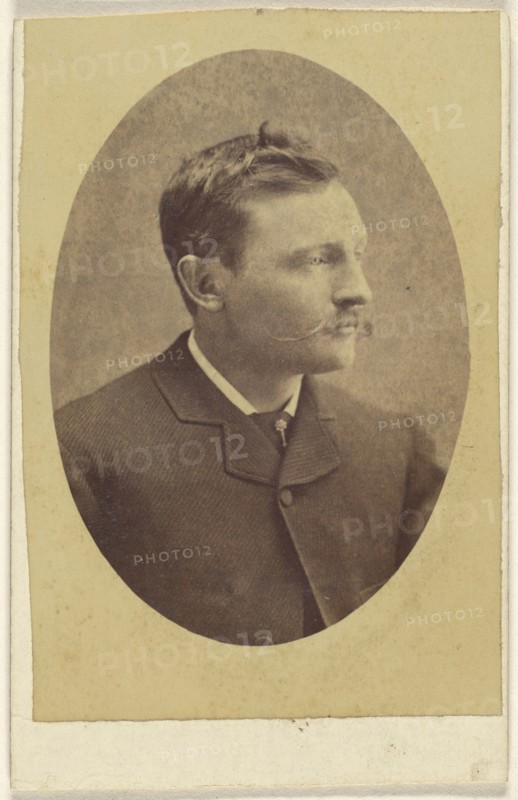 man with waxed moustache; 1860s; Albumen silver print