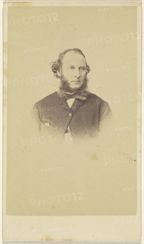 man with muttonchops, in vignette-style; about 1865; Albumen silver print
