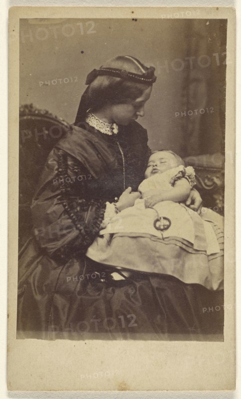 woman holding sleeping child, seated; William Keith, British, active Liverpool, England 1860s, about 1866; Albumen silver print