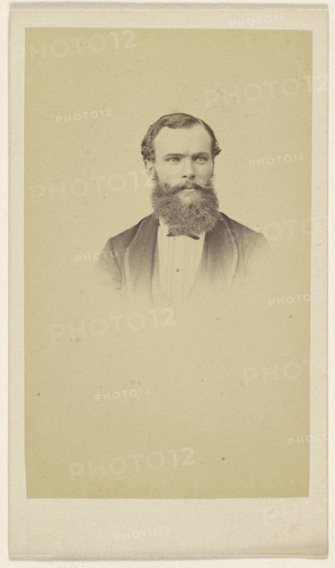 bearded man in vignette style; F. Schwarzschild, British, active Calcutta, India 1860s, 1860s; Albumen silver print