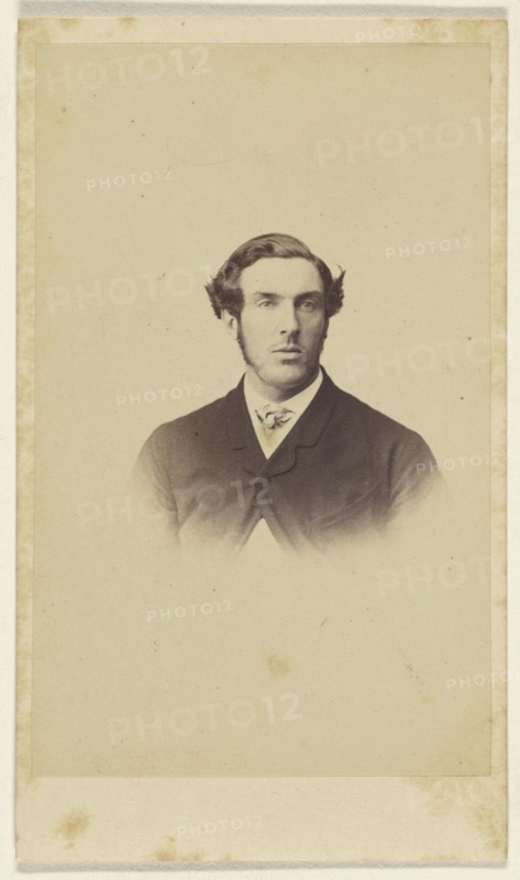man with long sideburns, in vignette-style; F. Schwarzschild, British, active Calcutta, India 1860s, 1860s; Albumen silver
