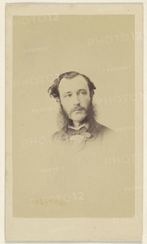 man with moustache & long muttonchops, in vignette-style; F. Schwarzschild, British, active Calcutta, India 1860s, 1860s