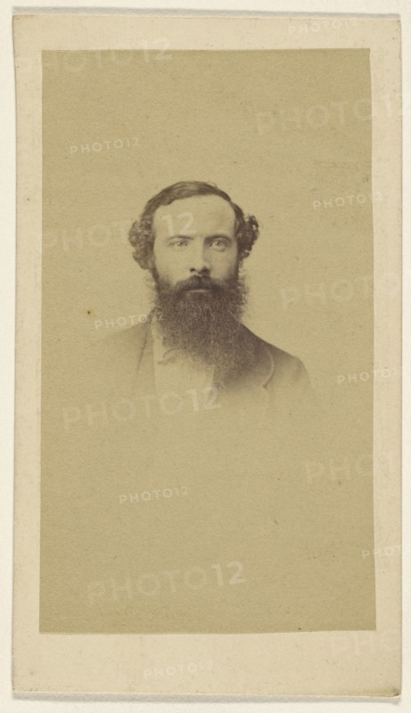 full-bearded man, in vignette-style; F. Schwarzschild, British, active Calcutta, India 1860s, 1860s; Albumen silver print