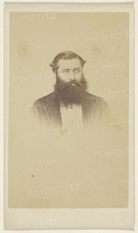 full-bearded man, in vignette-style; F. Schwarzschild, British, active Calcutta, India 1860s, 1860s; Albumen silver print