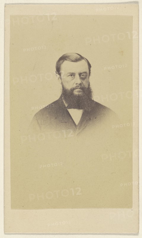 full-bearded man, in vignette-style; F. Schwarzschild, British, active Calcutta, India 1860s, 1860s; Albumen silver print