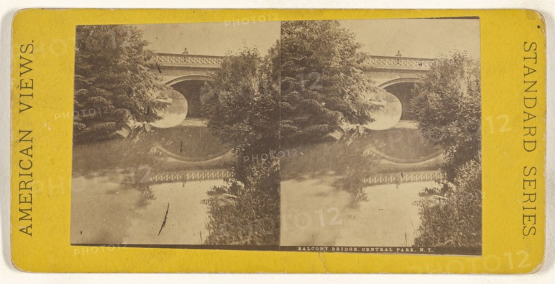Balcony Bridge, Central Park, N.Y; American; about 1865 - 1875; Albumen silver print