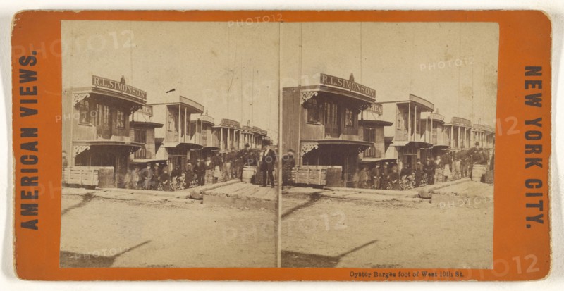 Oyster Barges foot of West 10th St; American; about 1865 - 1875; Albumen silver print