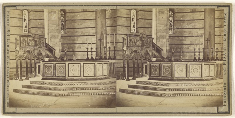 View of altar of  church at Pisa, Italy; Enrico Van Lint, Italian, active Pisa, Italy 1850s - 1870s, about 1868; Albumen silver