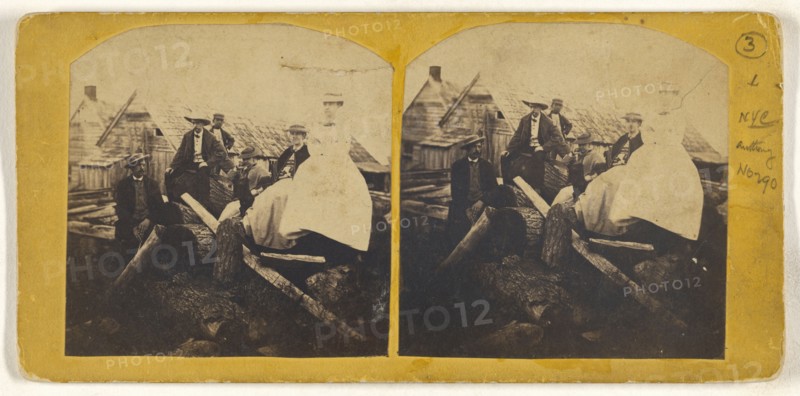 Men & womens hat Fashions on the Terhune Estate Ho-ho-Kus, N.J. Bugen Co. - 1869; American; September 2, 1869; Albumen silver