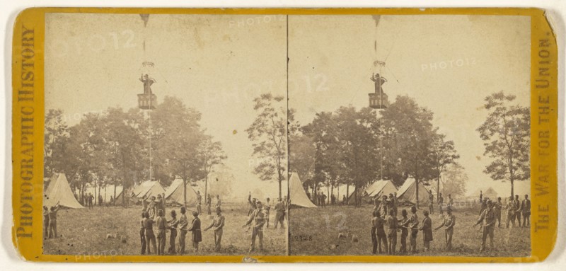 Prof. Lowe observing the Battle of Fair Oaks, Va. from his Balloon; Studio of Mathew B. Brady, American, about 1823 - 1896, May