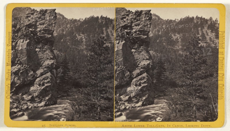 Above Lower Toll-Gate, in Canon, Looking Down. Boulder, Colorado; Joseph Collier, American, born Scotland, 1836 - 1910, 1865
