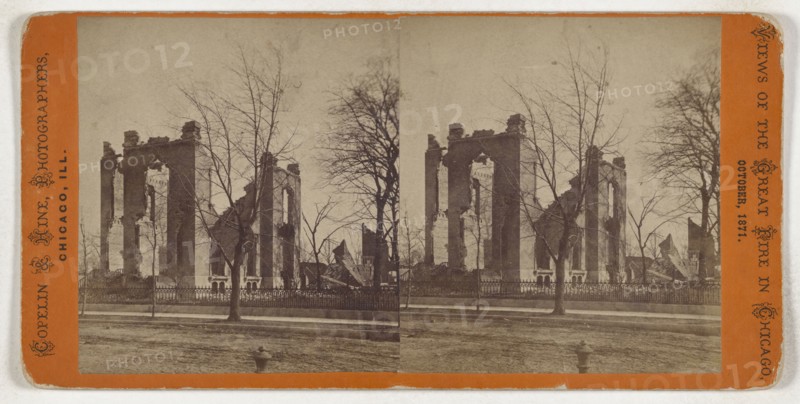 Residence of Mr. -illeg. Great fire of Chicago, October, 1871; Copelin & Hine; October 1871; Albumen silver print