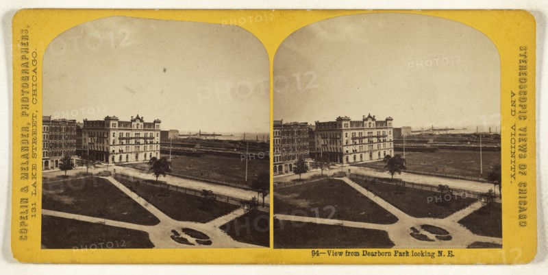 View from Dearborn Park looking N.E; Copelin & Melander; 1870s; Albumen silver print
