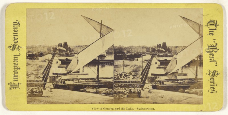 View of Geneva and the Lake. - Switzerland. European Scenery. The  Best  Series; 1860s; Albumen silver print