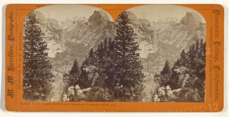 North from Union Point 3,500 feet above Yosemite Valley Cal; Walker & Fagersteen; about 1877; Albumen silver print