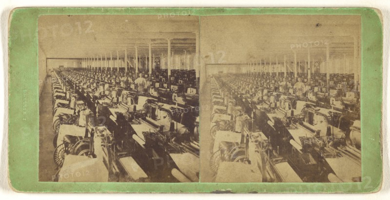 Upper Weaving Room, Granite Mill, Fall River, Mass. U.S. 2rd Story; Joseph W. Warren, American, active 1870s, 1870s; Albumen