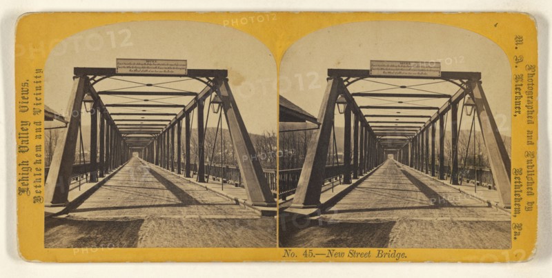 New Street Bridge; M.A. Kleckner, American, active Pennsylvania 1870s, about 1870; Albumen silver print