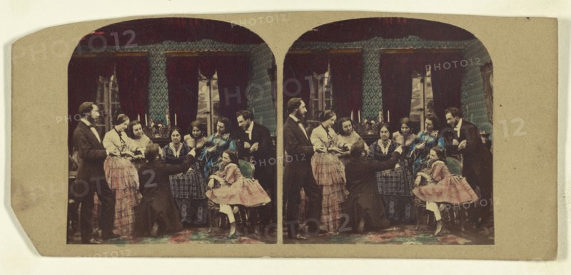 Family meeting; Attributed to London Stereoscopic Company, active 1854 - 1890, about 1865; Hand colored albumen silver print
