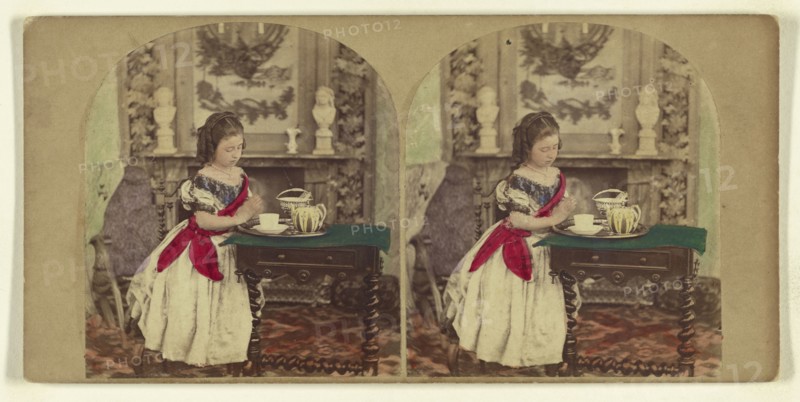Asking a Blessing; Attributed to London Stereoscopic Company, active 1854 - 1890, about 1868; Hand colored Albumen silver print
