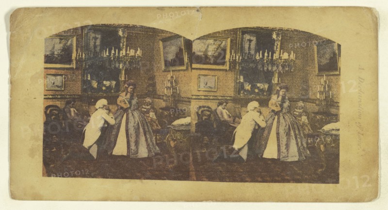A Declaration of Love; Attributed to London Stereoscopic Company, active 1854 - 1890, about 1855; Photolithograph, colored