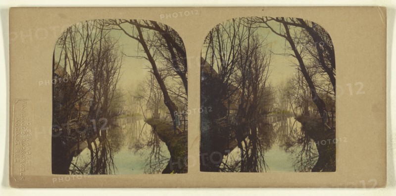 A View on the River Lea, In Essex; London Stereoscopic Company, active 1854 - 1890, about 1860; Hand colored Albumen silver