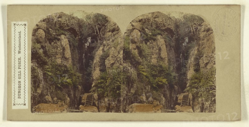 Dungeon Gill Force, Westmoreland; London Stereoscopic Company, active 1854 - 1890, about 1860; Hand colored albumen silver
