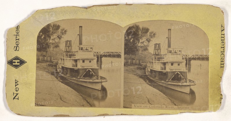 View on Colorado River, Arizona; American; about 1870; Albumen silver print