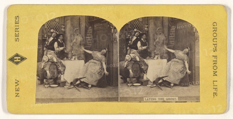 Laying the Ghost; American; about 1870; Albumen silver print