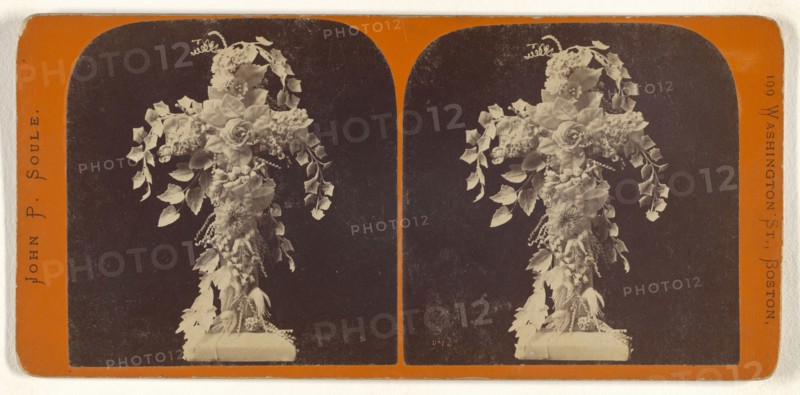 Funeral cross arrangment; John P. Soule, American, 1827 - 1904, about 1870; Albumen silver print