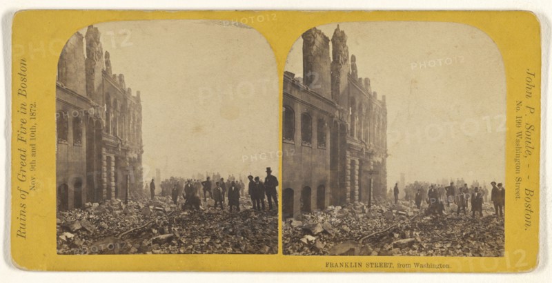 Franklin Street, from Washington. Boston, Mass; John P. Soule, American, 1827 - 1904, November 9-10, 1872; Albumen silver print