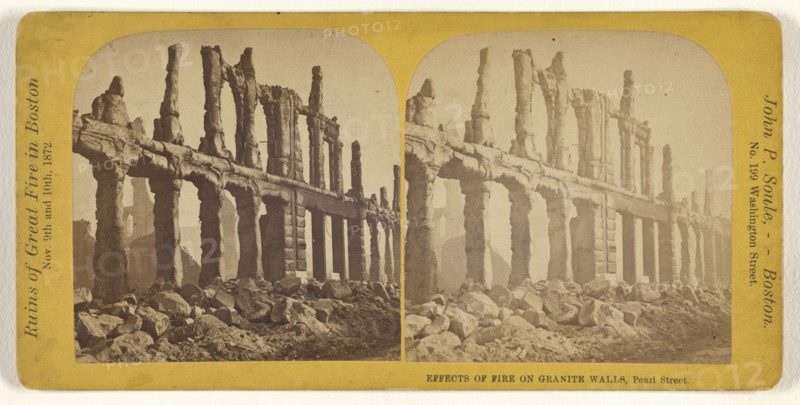 Effects of Fire on Granite Walls, Pearl Street. Boston, Mass; John P. Soule, American, 1827 - 1904, November 9-10, 1872