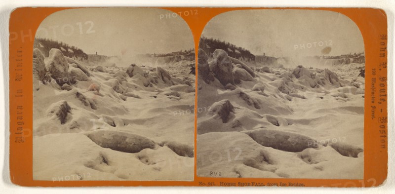 Horse Shoe Fall, from Ice Bridge; John P. Soule, American, 1827 - 1904, about 1865; Albumen silver print