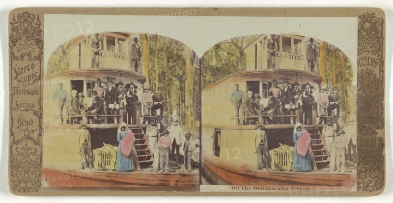On the Ocklawaha River; American; 1865 - 1875; Hand-colored Albumen silver print