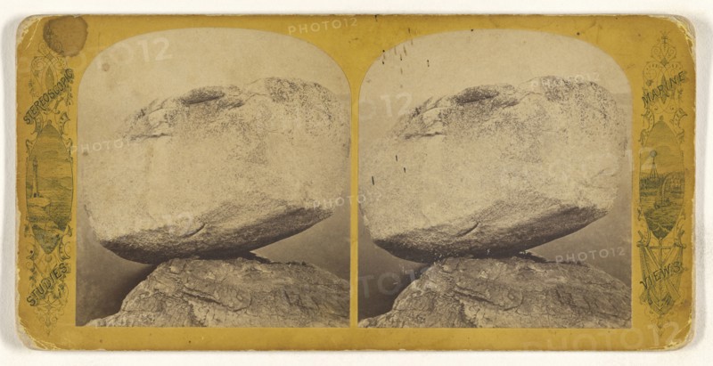 Balanced Rock, Otter Creek, Mount Desert, Maine; American; about 1865; Albumen silver print