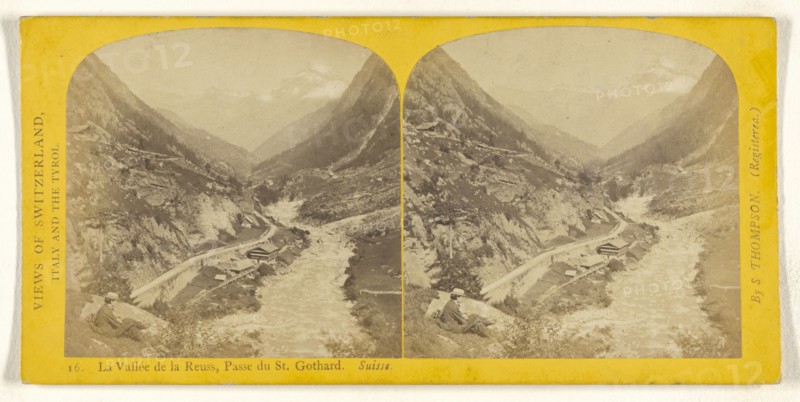 La Vallee de la Reuss, Passe du St. Gothard. Suisse, Switzerland; Stephen Thompson, British, about 1830 - 1893, 1860s; Albumen
