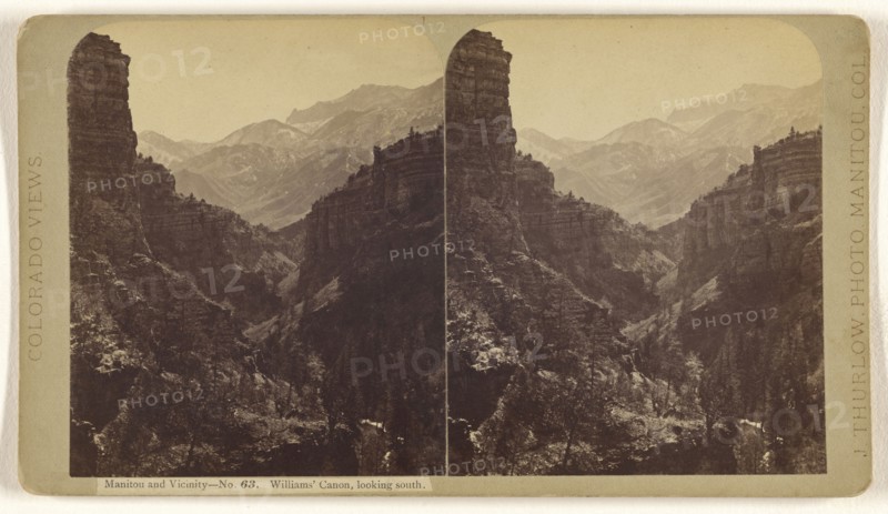 Manitou and Vicinity. Williams' Canon, looking south; James T. Thurlow, American, 1831 - 1878, 1870s; Albumen silver print