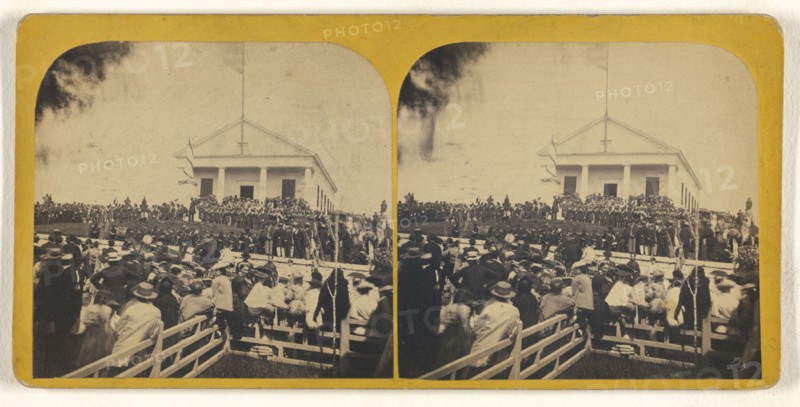 Ceremonies at the Soldiers Monument at Gorham, Me; Simon Towle, American, active Lowell, Massachusetts 1855 - 1893, about 1871