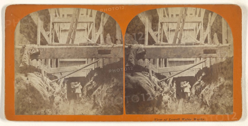 View of Lowell Water Works; Simon Towle, American, active Lowell, Massachusetts 1855 - 1893, about 1871; Albumen silver print