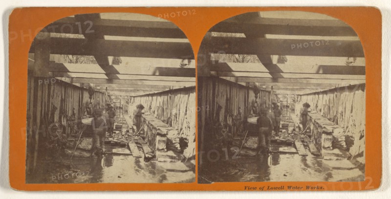 View of Lowell Water Works; Simon Towle, American, active Lowell, Massachusetts 1855 - 1893, about 1871; Albumen silver print